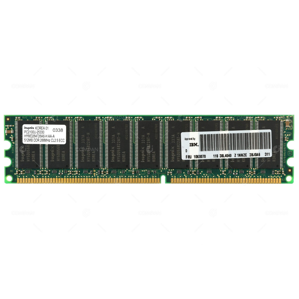10K0070 HYNIX MEMORY 512MB PC2100U - 25330 DDR 266MHZ CL2.5 10K0070 10K0070 HYMD264726A8-H 10K0070 HYMD264726A8-H